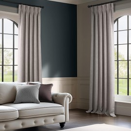 HPD Half Price Drapes Faux Linen Room Darkening Curtains for Bedroom 84 Inches Long (1 Panel), 25W x 84L French Pleated Curtains for Living Room - Linen Curtain for Home Decor, Clay