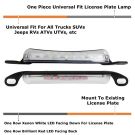 iJDMTOY Two-Way License Frame Mount LED License Plate Light Compatible with Car Truck SUV Van RV, Powered by 9 Pieces Xenon White LED as License Lamp & 6 Pieces Brilliant Red LED as Rear Fog Light
