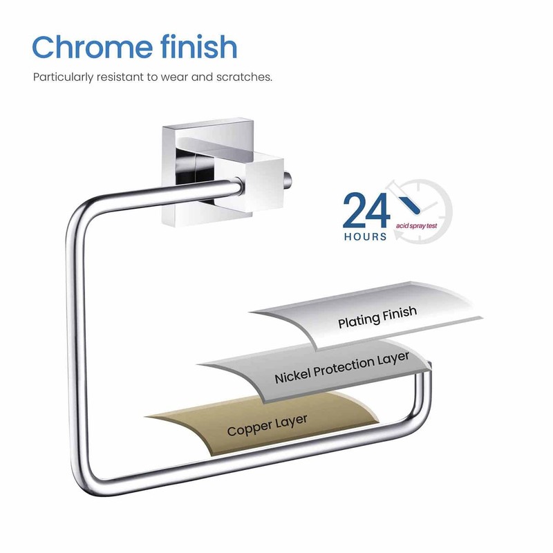 KIBI Cube Bath Hand Towel Ring, Modern Bathroom Towel Holder,