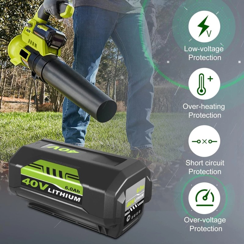 For RYOBI 40V 6.0Ah Battery For Ryobi 40 Volt Lithium