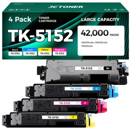 TK-5152 TK5152 Toner Cartridges 4-Pack High Yield Replacement for TK-5152K TK-5152C TK-5152M TK-5152Y Compatible with Kyocera ECOSYS M6035cidn M6535cidn P6035cdn Printer Ink Black Cyan Magenta Yellow