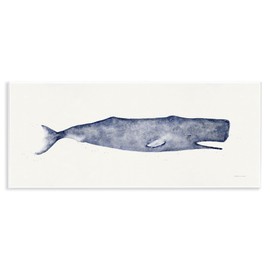 Stupell Industries Classic Whale Watercolor Blue Illustration Wall Plaque, 7x17, Multicolor