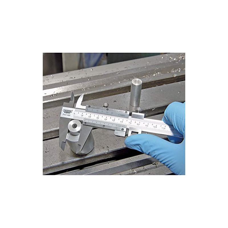 Draper 50605 Expert Vernier Caliper with Fine Adjustment, 0mm-140mm,Blue