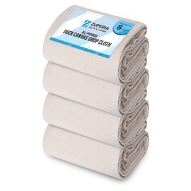 ZUPERIA Canvas Drop Cloth (Size 9 x 12 Feet - Pack of 4) - Pure Cotton Multi-Purpose Drop Cloth for Painting, Furniture & Floor Protection - Thick Canvas tarp with Double Stitched Edges 8oz