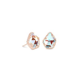 Kendra Scott Tessa Stud Earrings for Women, Fashion Jewelry, Rose Gold-Plated Brass, Iridescent Dichroic Glass