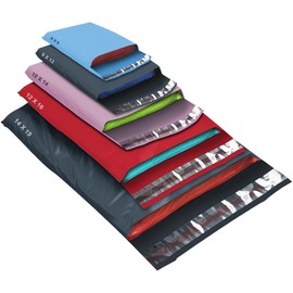 50 Mixed Size Color Mailing Bags, Self Seal Strong Waterproof Poly Plastic Envelopes for Parcels, Packaging, Small, Medium, Large Mail, Shipping Courier Delivery Bags 5 Sizes, Multi Color