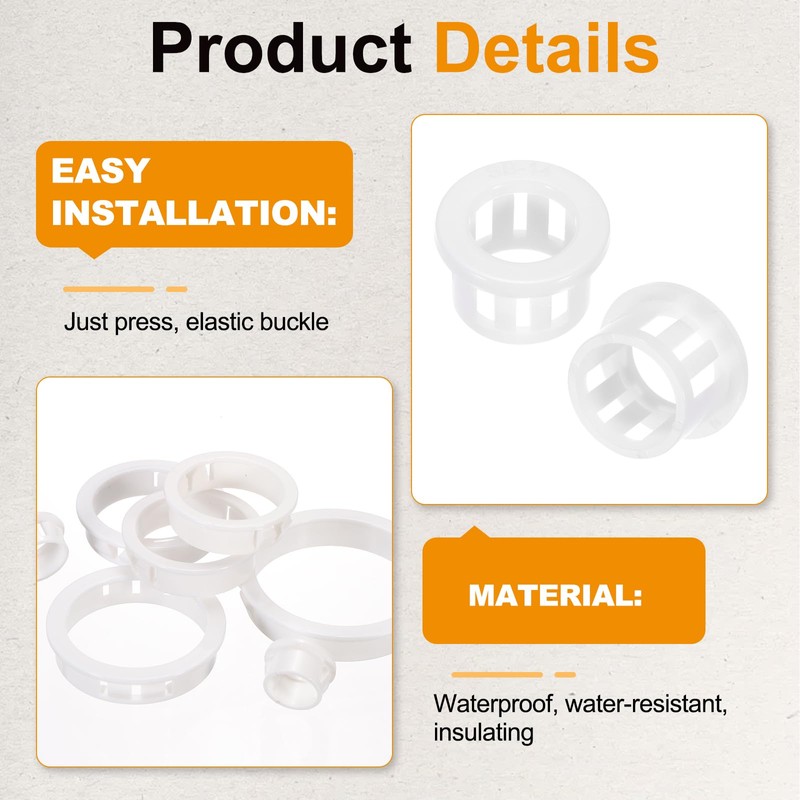 PATIKIL 60pcs Wire Grommet, 13.7mm Mounting Dia Plastic Grommets Cable