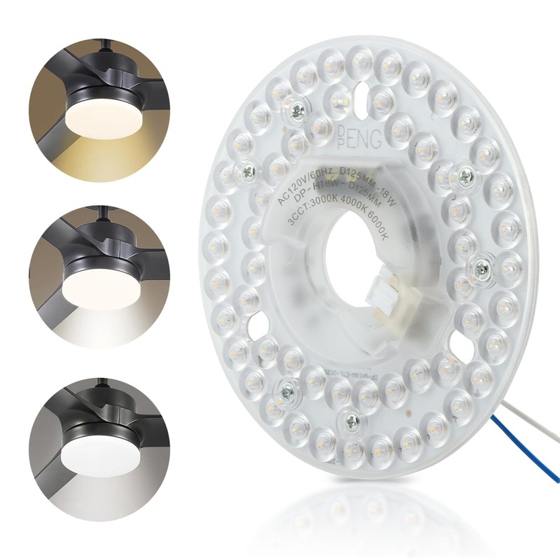 HKZTUY 18W 4.9-Inch Ceiling Fan LED Light Replacement, Dimmable LED