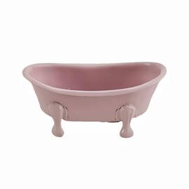 TenFuju 5.5" Bathtub soap Dish Black and White Clawfoot Metal Tub Decortative Holder Bar Soap Tray for Bathroom or Kitchen,1 Pack (102A-pink)