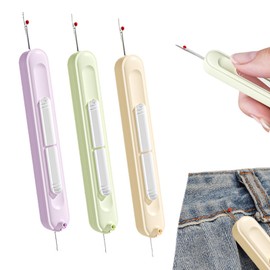 Korsaot Needle Threader - Pack of 3 2-in-1 Threading Aid with Seam Ripper, Retractable Needle Threader for Sewing, Embroidery & Crafts, Perfect for Beginners & Professionals