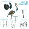 giole Metal Crane Garden Statue for Outside with Leaf Tray
