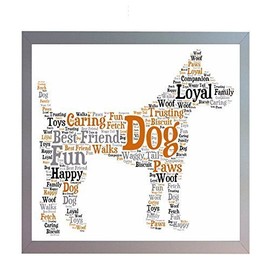 Framed Pet Dog Word Art A4 Print. Fun Dog Photo Picture Present Keepsake Gift for Dog Owner, Friend, Family, Vet.
