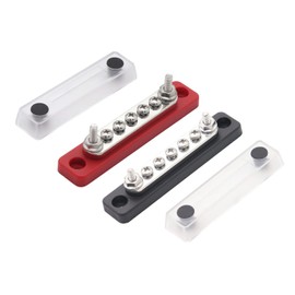 Gloaso 12V DC Bus Bar Copper 600A Heavy Duty 4X 3/8" Studs Terminals Power Distribution Block 600 Amp Battery Busbars with Cover Positive& Ground 12 Volt 24V 48V Marine Car RV Solar, 1 Pair