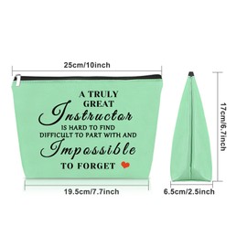 Sazuwu Instructor Gifts from Student Green Makeup Bag Fitness Instructor Thank You Gifts Nurse Instructor Appreciation Gifts Cosmetic Bag Retirement Gift for Professor Mentor Graduation Gift