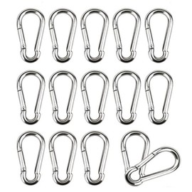 Pack of 16 Carabiner Hooks Stainless Steel M4 Spring Buckle Carabiner Small Carabiner Snap Hook Stainless Steel 304 for Connecting and Attaching and Hanging