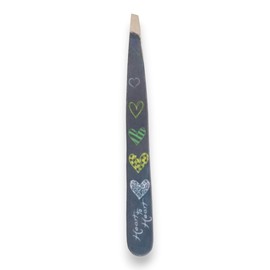 DreamCut Expert Slant Tweezers - Stainless Steel - Heart Collection (Sketch My Heart Blue)