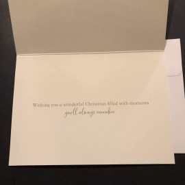 NEW Christmas Greeting Card Cream & Gold Santa Reindeer Sleigh Stars Snowflakes