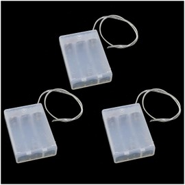 Bxian 3PCS 69x48x18mm Transparent 3 AA Regular Battery Box with Wire and Switch for DIY Electric Toy and String Light