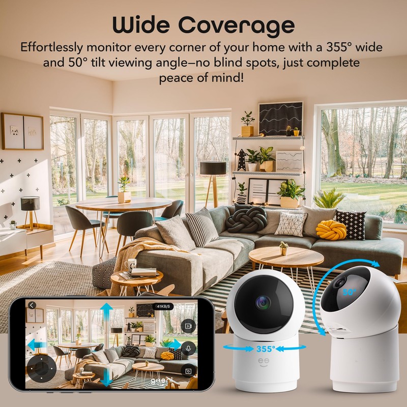 Geeni Scope 2K Auto Tracking Indoor Security Camera, Smart Wi-Fi