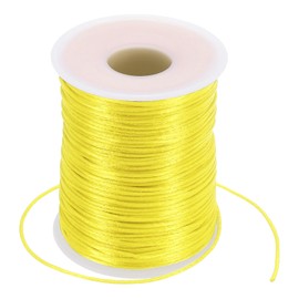 PATIKIL 1.5mm x 109 Yard Nylon Satin Cord, Nylon Beading String Knotting Cord Chain Braided Rope for Bracelets Jewelry Trim Chinese Knot, Lemon Yellow