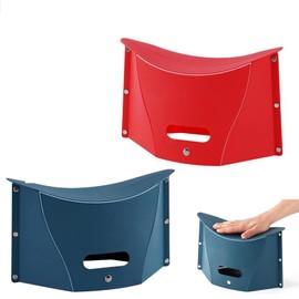 2Pcs Portable Stools - Lightweight Foldable Foot Rest for Airplane Travel, Camping, and Outdoor Use, Compact and Comfortable Foot Rest for Long Flights (Blue and Red)