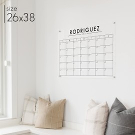 Acrylic Calendar, Horizontal Dry Erase Acrylic Calendar, Small/Medium/Large Landscape calendar, 2022 modern office calendar, planner #XX02 (18.5"T x 23"W, Gold Standoffs)