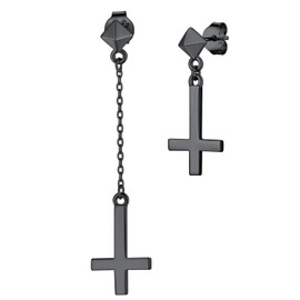 Supcare Men's Cross Earrings 925 Sterling Silver Asymmetric Stud Earrings Hanging Earring Men Peter Cross Earrings for Women Girls, Sterling Silver