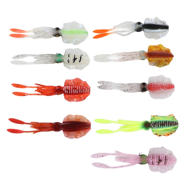 9Pcs Simulation Fishing Lures PVC Luminous Soft Fishing Baits for