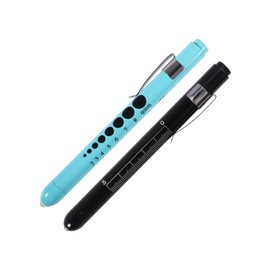 Aokin Pen Light with Pupil Gauge, Reusable LED Penlight Medical for Doctor Nurse Diagnostic etc, White Light, Sky Blue and Black