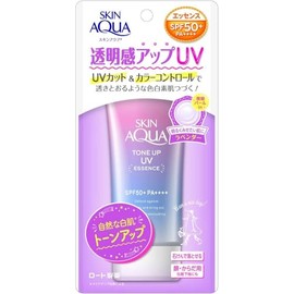 SKIN AQUA Transparency Enhances Toneup, UV Essence, Sunscreen, Heartbeat Savon Scent, Lavender Color, 2.8 oz (80 g), SPF50+, PA+++ Color Control Ingredients, Set of 4