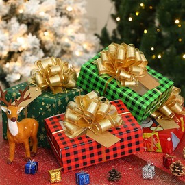 20 Pieces Large Pull Bows for Gift Wrapping Ribbon Pull Bows Gift Bows for Holiday Decoration Baskets Gift Present Wrapping Bows (Gold)