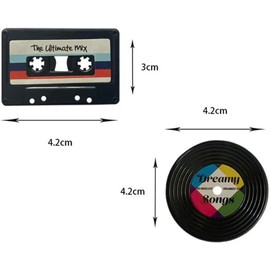 4Pcs Vinyl Record Fridge Magnet Music Refrigerator Magnets,Strong Magnetic Sticker Decor for Crafts,Kitchen,Office Whiteboard,Cabinet(Tape)