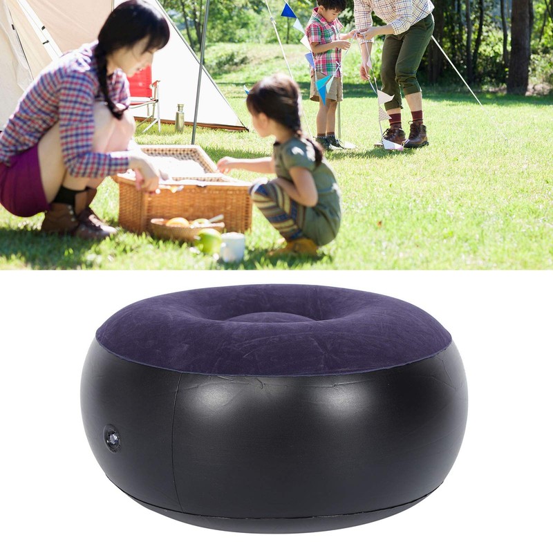 01 Inflatable Flocking Chair, Foldable Indoor Outdoor Round Portable Inflatable