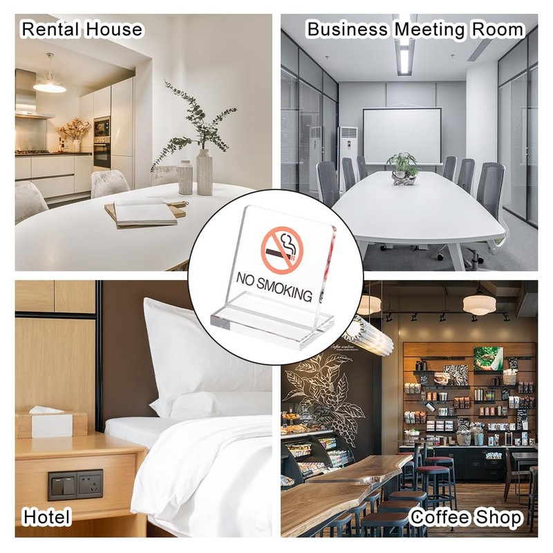 AHANDMAKER Pack of 6 Acrylic Table Signs for Smoking Prohibited,