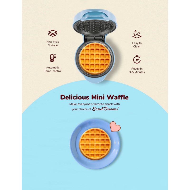 Bestron AMW500BBS Mini Waffle Maker, Alloy Steel, Blue