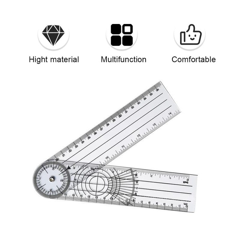 Clear Plastic Goniometer Angle Measuring Tool Protractor Finder Quick 360