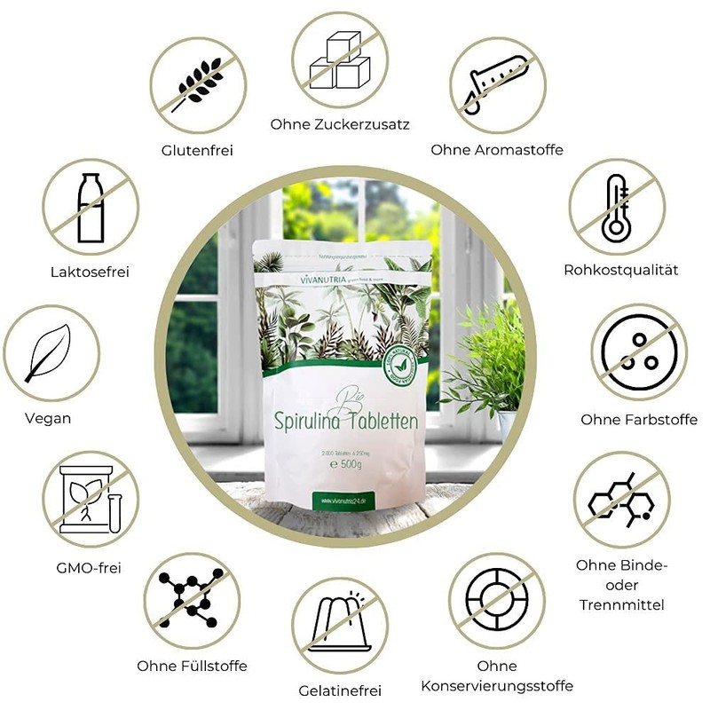 Geovitalis Raw Organic Spirulina Pure 2000 Pellets 500g from Controlled Organic
