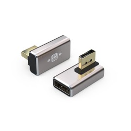 8K DisplayPort Adapter 2 Pack, DP 90 Degree Extender DP Male to Female Connector Vertical Gold Plated Port, Supports 8K@60Hz for Laptop,Monitor, Projector