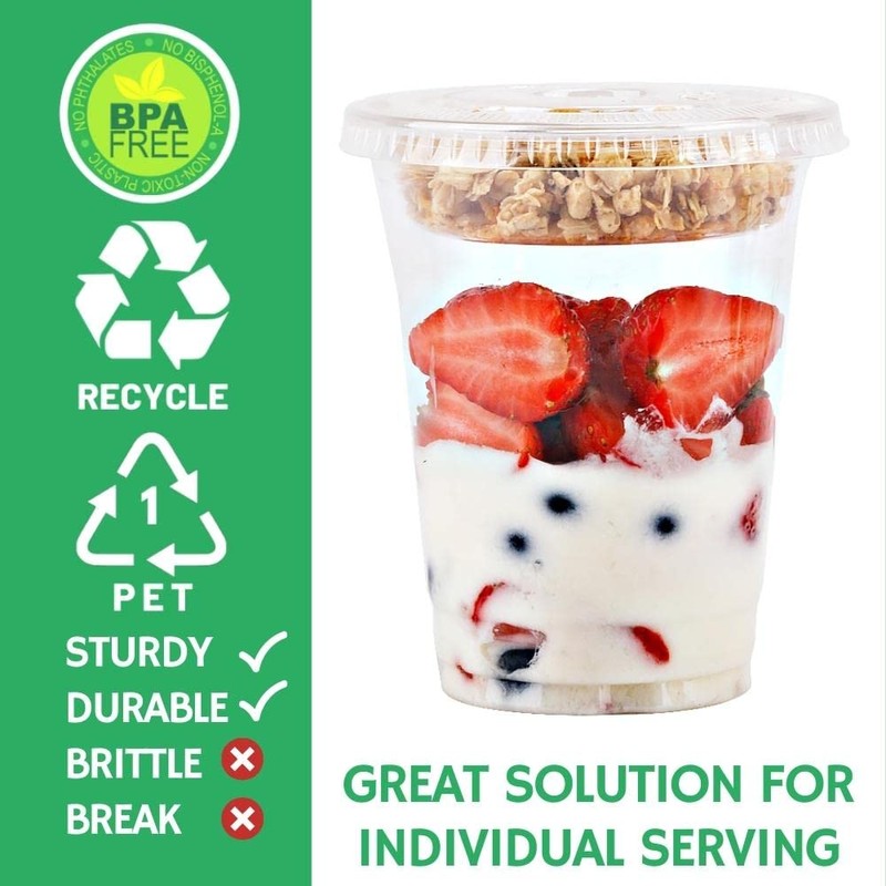 12 oz Clear Plastic Parfait Cups with Insert 3.25oz &