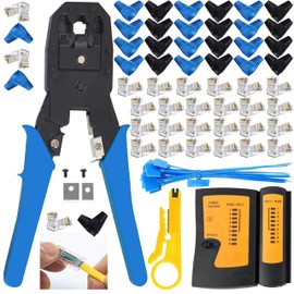 LEATBUY-TECH LEATBUY Network Tool Kit Set, Cable Tester Repair Tools Wire Stripping Cutter, Coax Crimper Plug Crimping, Punch Down RJ11 RJ45 Cat5 Cat6 Wire Data Detector Stripper (Orange), DRED-63S
