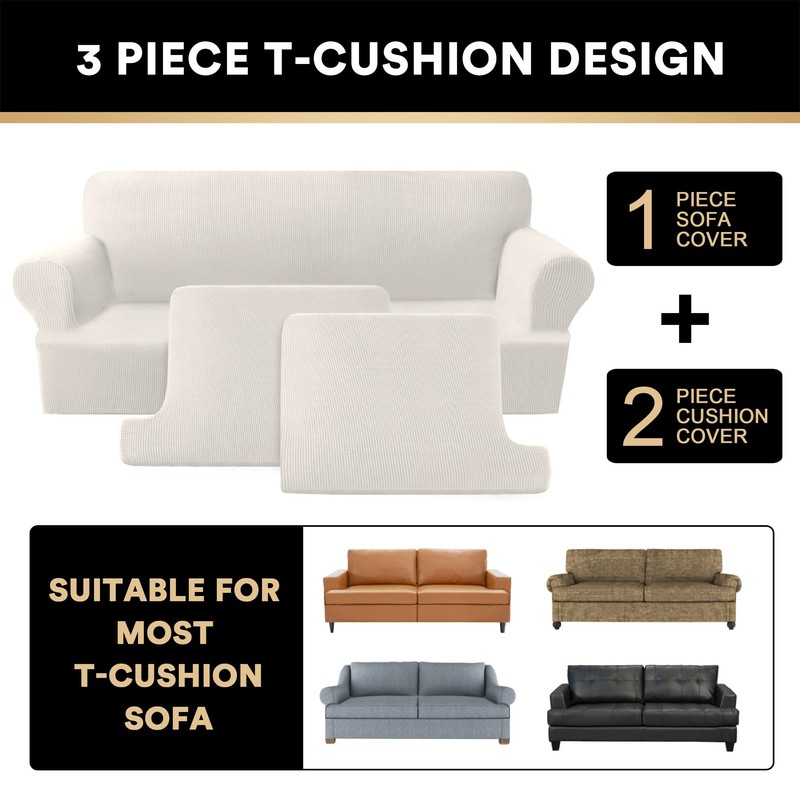 PrinceDeco T Cushion Loveseat Slipcover 3 Pieces Sofa Covers for