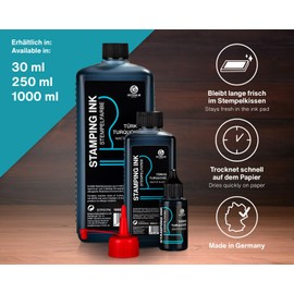 Octopus Stamp Ink for Ink Pads and Self-Inking without Oil, Turquoise 30 ml