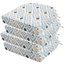idee-home Outdoor Chair Cushions Set of 4, Thick 19" x 19" x 3" Outdoor Seat Cushions Patio Furniture Waterproof with Ties, Dining Pads