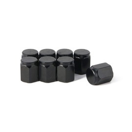 RockTrix - 8 Pieces - Black Aluminum Valve Stem Caps Covers - Rubber Seal, Leak-Proof Air Protection, Heavy Duty - Universal Application