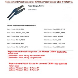 (Pair L+R) Stationary Bikes Long Pedal Straps (2" W x 12-1/2" L) Ratchet Style Ridges (NOT Slots) | Universal (AFTERMARKET) Replacement | by SBD