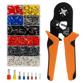 Sanuke Ferrule Crimping Tool Kit AWG 28-7, Square Ferrule Crimper with 2000PCS Wire Ferrules Kit Wire End Ferrules Terminals, Quadrilateral Self-adjustable Ratchet Pliers Tool Set with Connectors