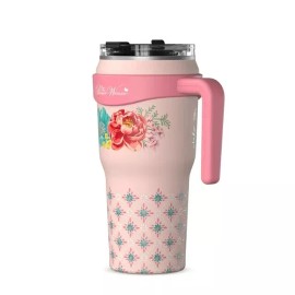 Pioneer Woman Tumbler Stainless Steel Insulated Fancy Flourish 40oz Pink