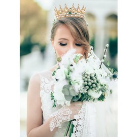 Queen Crowns for Women Rhinestone Wedding Crowns and Tiaras Princess Birthday Crown Crystal Bridal Crown, Gold, 1 Count (Pack of 1)