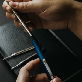 Everyman Aegean Grafton Gel Ink Pen Bundle | Premium 0.7mm Refillable Metal Pen with Comfortable Grip + 3 Black Refills | Smooth Writing EDC Pen Set for Office, Travel, Gifts & Daily Use