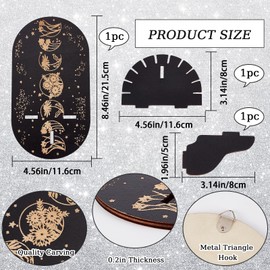 CREATCABIN Moon Phase Crystal Display Shelf Witch Hanging Crystal Holder Wooden Wall-Mounted Crystal Flower Shelf Rustic Floating Shelves Stand for Essential Oil Spiritual Wall Decor Black 8.5x4.6Inch